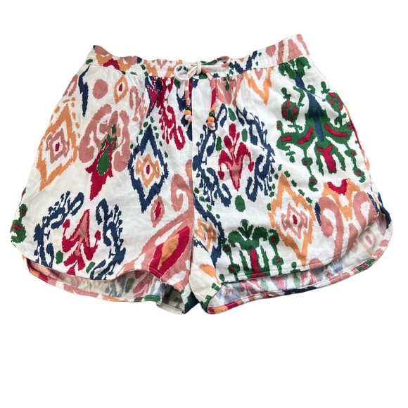 Zara Pants - Zara The Hanoi Short Cotton Linen Blend Ikat Print sz M